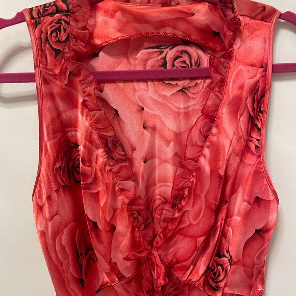 Vintage Red CoverUp Roses Dress - Picture 8 of 8